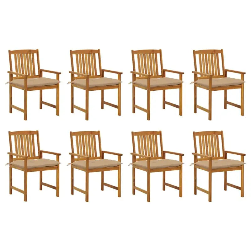 Massief acaciahout tuinstoelen voor extra comfort in je buitenruimte - Beige / 8 - Tuinstoelen