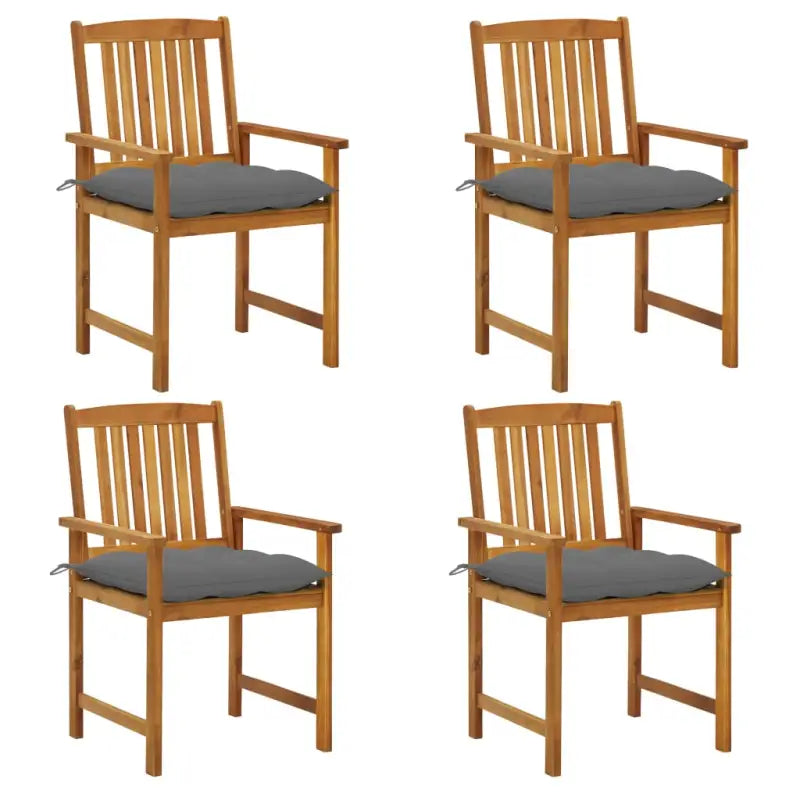 Massief acaciahout tuinstoelen voor extra comfort in je buitenruimte - Grijs / 4 - Tuinstoelen