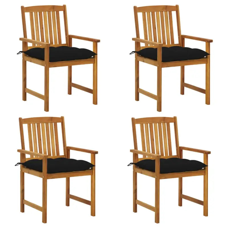 Massief acaciahout tuinstoelen voor extra comfort in je buitenruimte - Zwart / 4 - Tuinstoelen