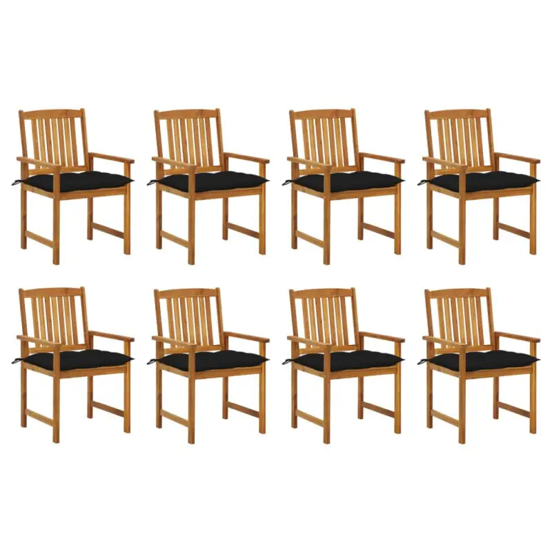 Massief acaciahout tuinstoelen voor extra comfort in je buitenruimte - Zwart / 8 - Tuinstoelen