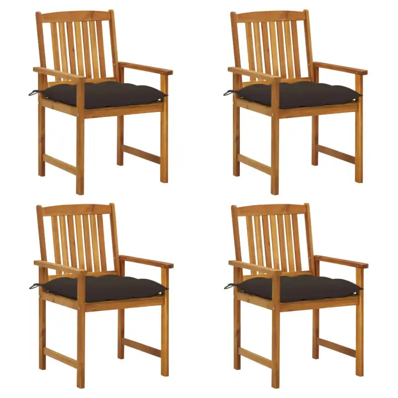 Massief acaciahout tuinstoelen voor extra comfort in je buitenruimte - Taupe / 4 - Tuinstoelen