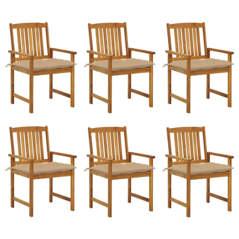 Massief acaciahout tuinstoelen voor extra comfort in je buitenruimte - Beige / 6 - Tuinstoelen