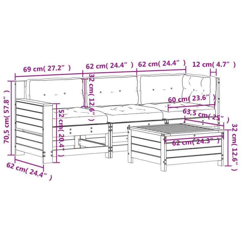 Massief Douglashout loungeset met modulair ontwerp voor in de tuin - Tuinsets