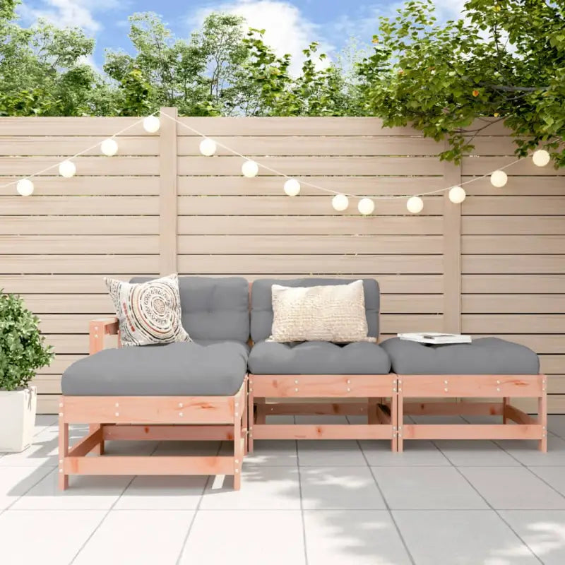 Massief Douglashout loungeset met voetenbank en salontafel voor de tuin - Tuinsets