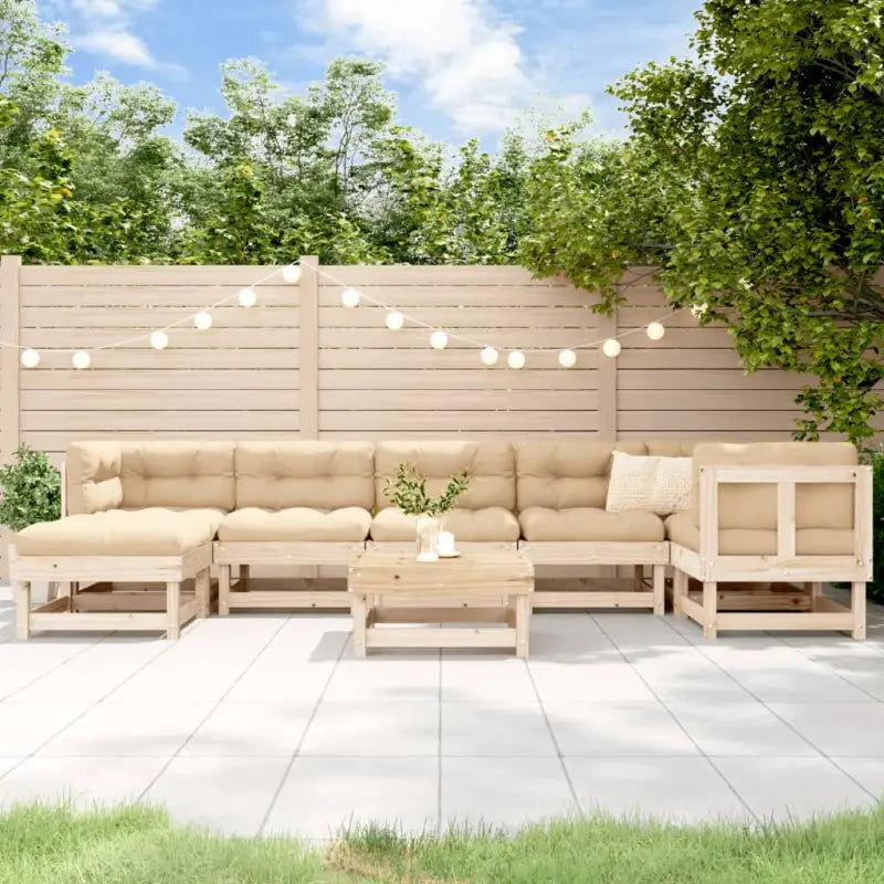 Massief Douglashout loungeset met voetenbank en salontafel voor in de tuin - Natuurlijk grenenhout - Tuinsets