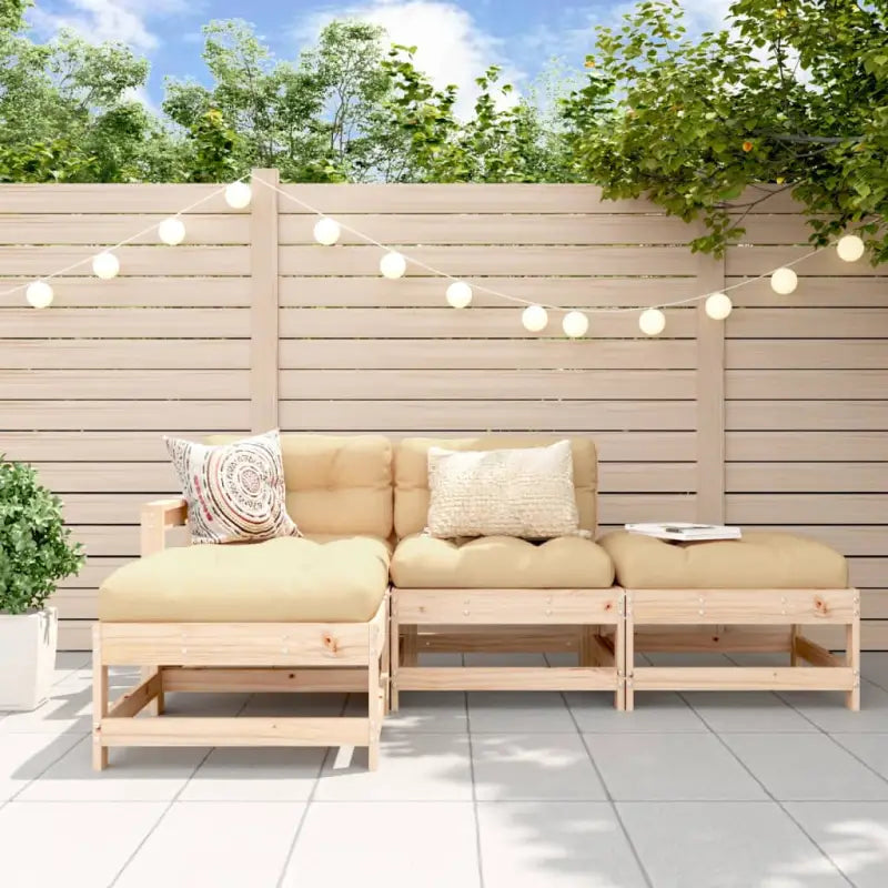 Massief Douglashout loungeset met voetenbank en salontafel voor de tuin - Natuurlijk grenenhout - Tuinsets