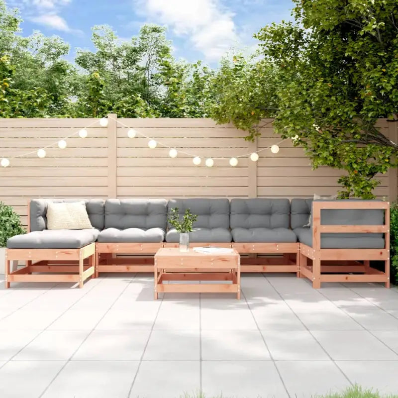 Massief Douglashout loungeset met voetenbank en salontafel voor in de tuin - Tuinsets