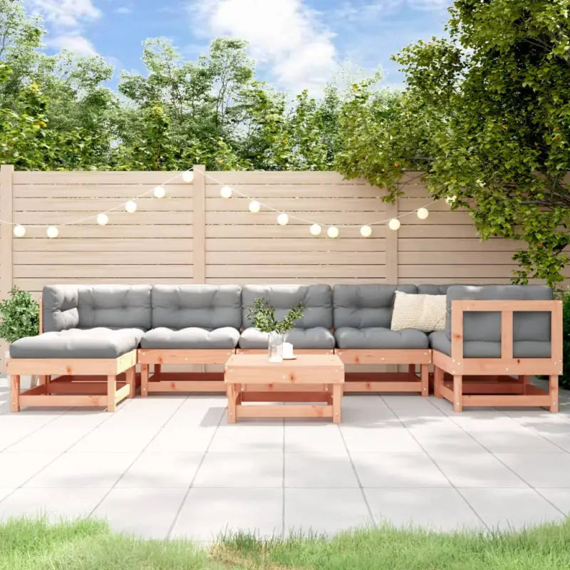 Massief Douglashout Loungeset met voetenbank en salontafel voor tuin - Natuurlijk douglashout - Tuinsets