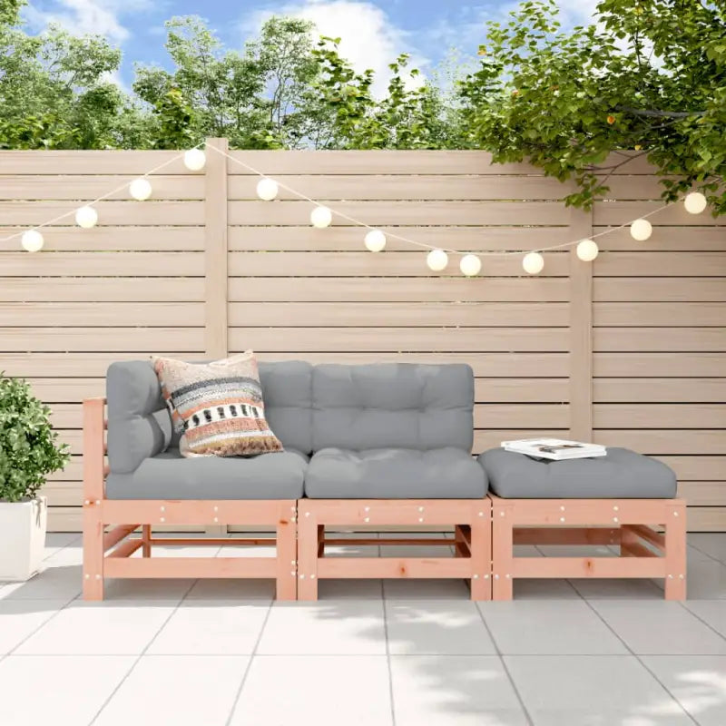 Massief Douglashout Tuin Lounge Set met Zachte Kussens - Natuurlijk douglashout - Tuinsets