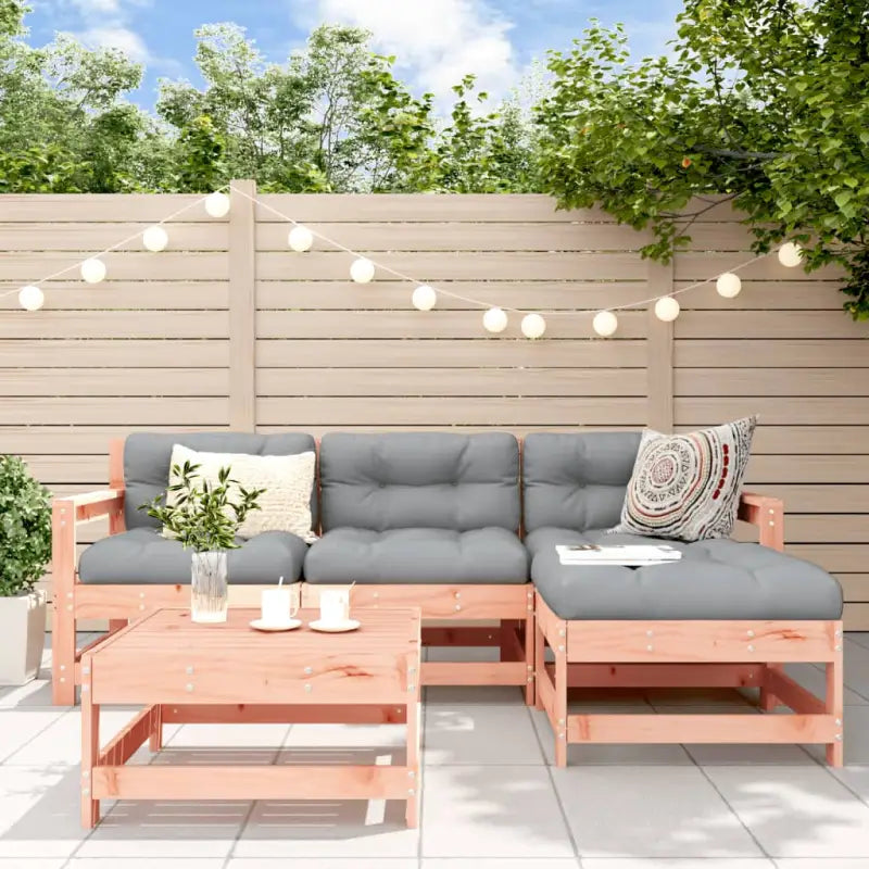 Massief Douglashout Tuinloungeset met voetenbank en salontafel - Tuinsets