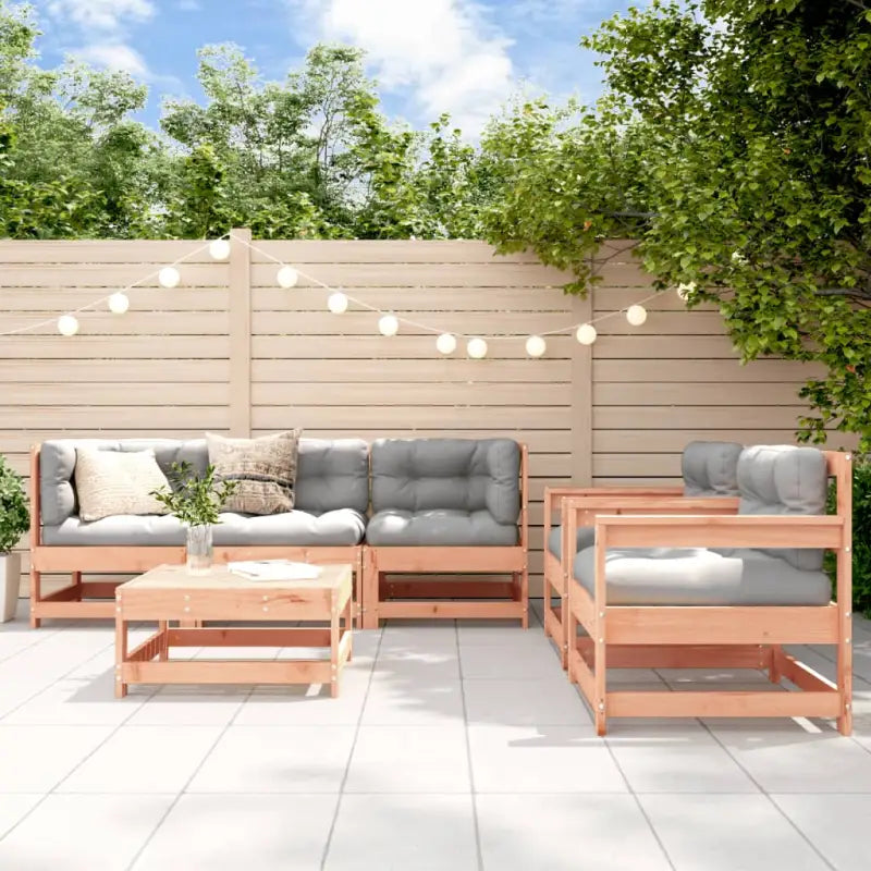 Massief Douglashout tuinset met houten loungeset en zachte kussens - Natuurlijk douglashout - Tuinsets