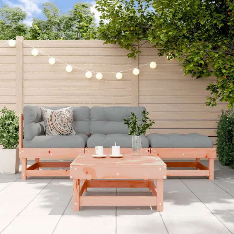 Massief Douglashout tuinset met loungeset en voetenbank of salontafel - Natuurlijk douglashout - Tuinsets
