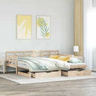 Massief Grenenhout 2-in-1 Slaapbank met Onderschuifbed - Naturel / 90 x 200 cm - Bedden & bedframes