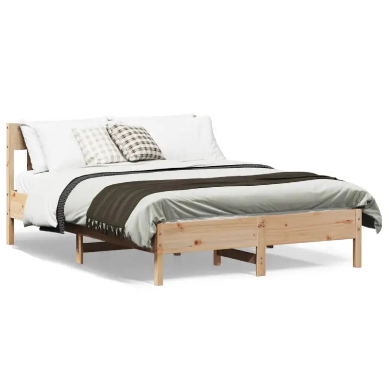 Massief Grenenhout Bedframe met Multiplex Lattenbodem voor Uitstekende Ondersteuning - Naturel / 120 x 190 cm - Bedden