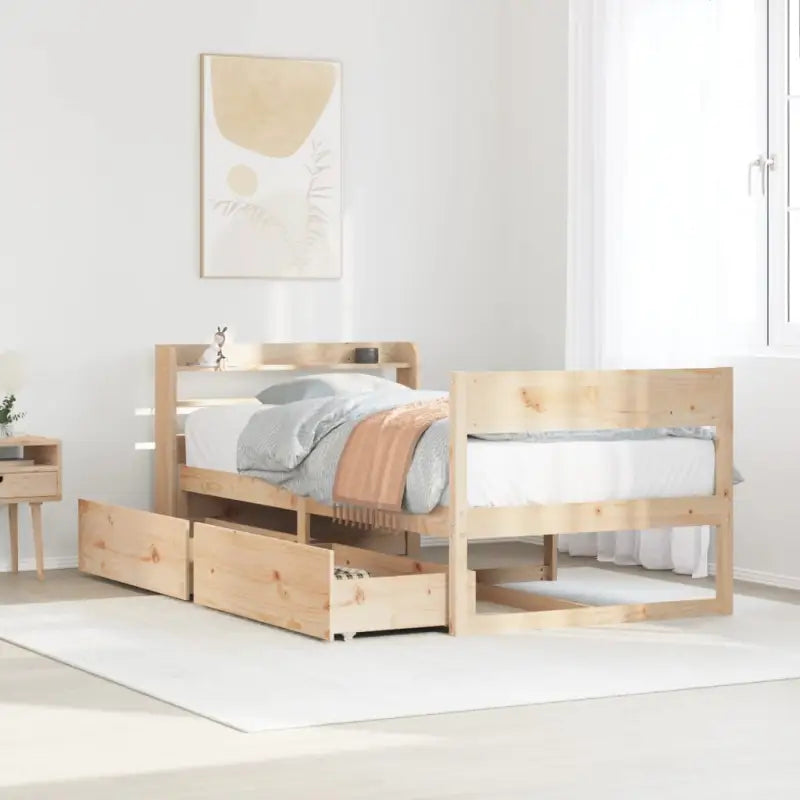 Massief grenenhout bedframe met opbergruimte voor een goede nachtrust - Naturel / 90 x 200 cm - Bedden & bedframes
