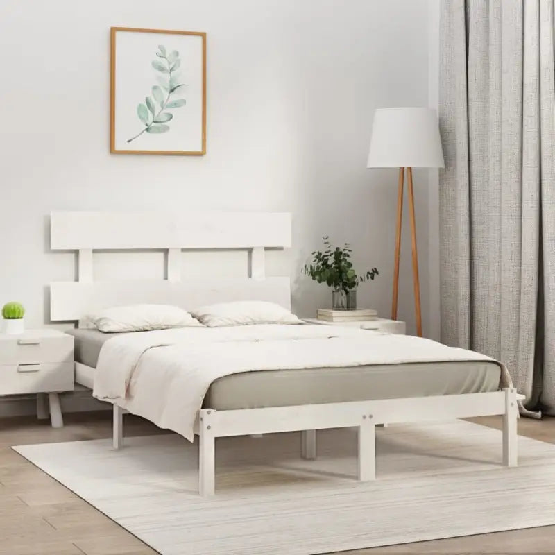 Massief grenenhout bedframe met tijdloos ontwerp voor je slaapkamer - Wit / 200 x 200 cm - Bedden & bedframes