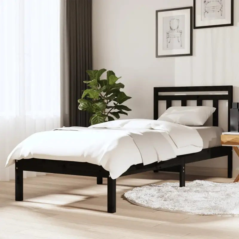 Massief Grenenhout Bedframe met Tijdloos Ontwerp voor Slaapkamers - Zwart / 75 x 190 cm - Bedden & bedframes