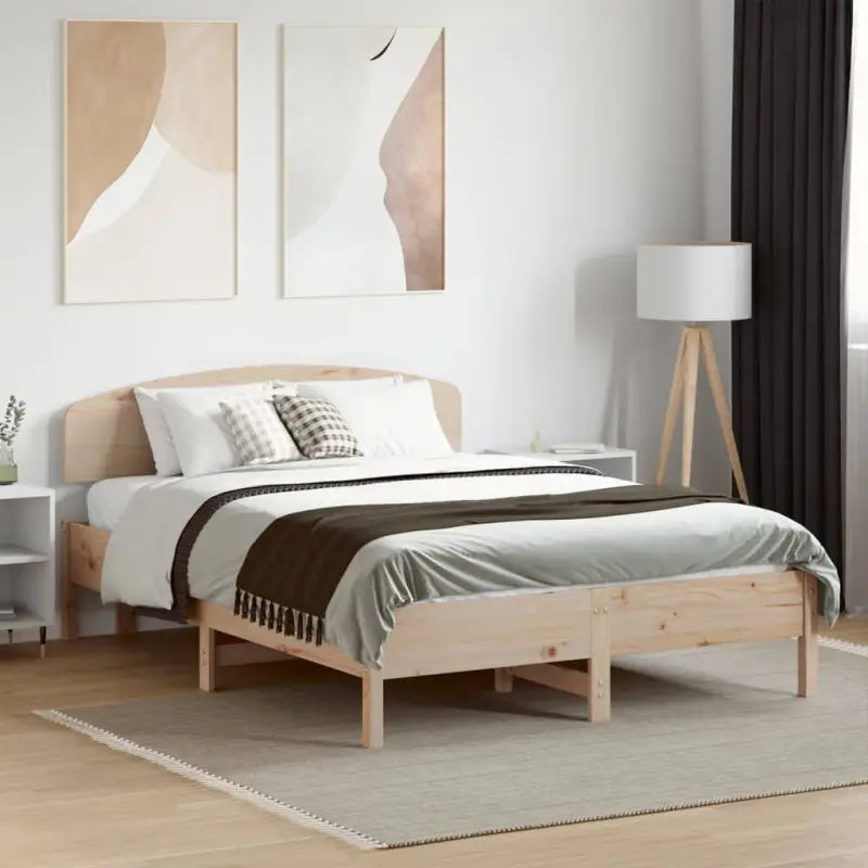 Massief Grenenhout Bedframe met Uitstekende Ondersteuning - Naturel / 140 x 190 cm - Bedden & bedframes
