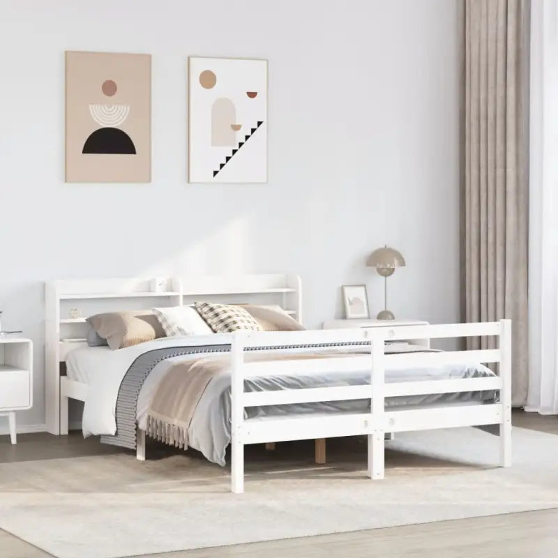 Massief grenenhout bedframe voor een goede nachtrust en natuurlijke uitstraling - Wit / 160 x 200 cm - Bedden &