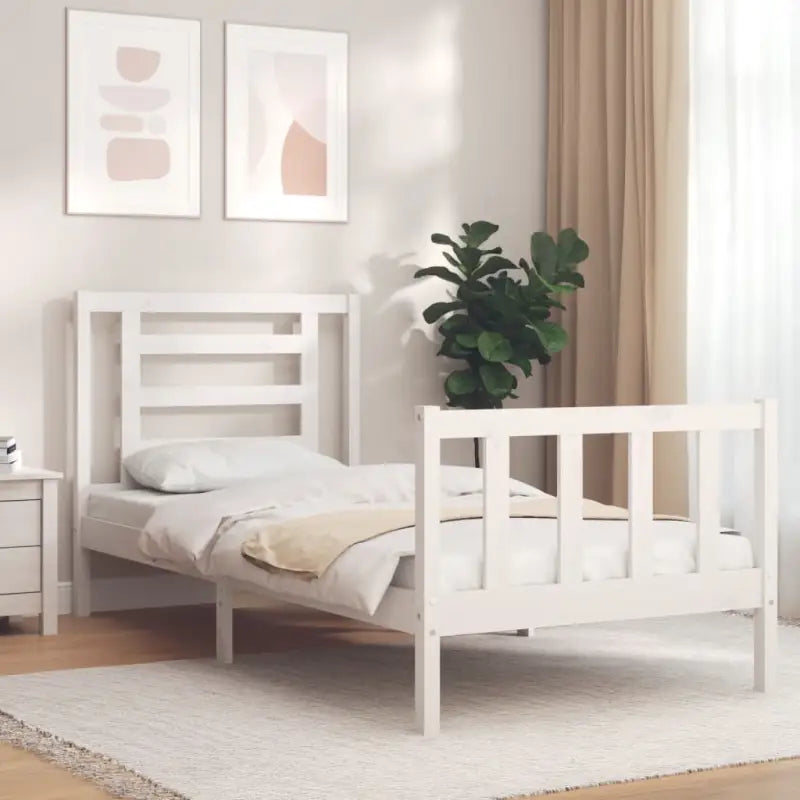 Massief grenenhout bedframe voor een goede nachtrust en natuurlijke uitstraling - Wit / 100 x 200 cm - Bedden &