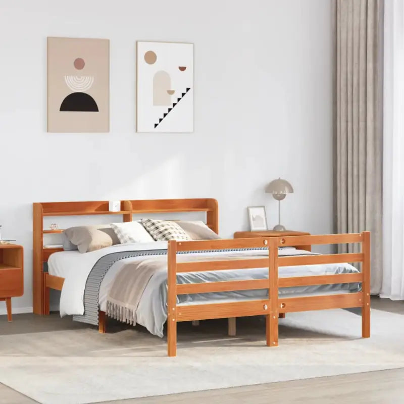 Massief grenenhout bedframe voor een goede nachtrust en natuurlijke uitstraling - Wasbruin / 120 x 190 cm - Bedden &