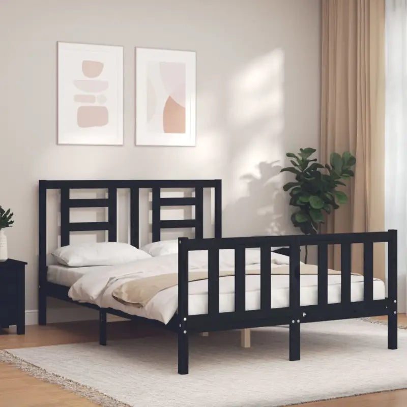 Massief grenenhout bedframe voor een goede nachtrust en natuurlijke uitstraling - Zwart / 135 x 190 cm - Bedden &