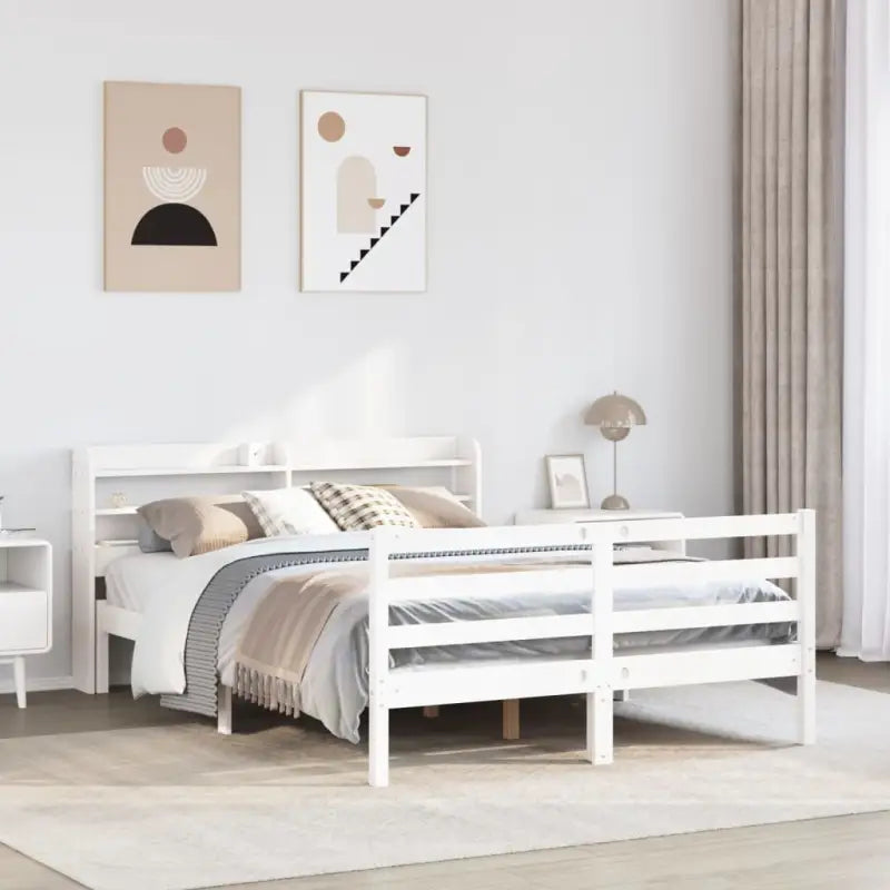 Massief grenenhout bedframe voor een goede nachtrust en natuurlijke uitstraling - Wit / 150 x 200 cm - Bedden &