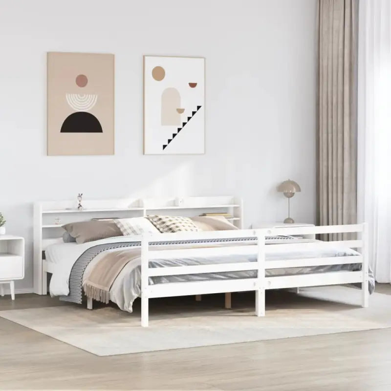 Massief grenenhout bedframe voor een goede nachtrust en natuurlijke uitstraling - Wit / 200 x 200 cm - Bedden &