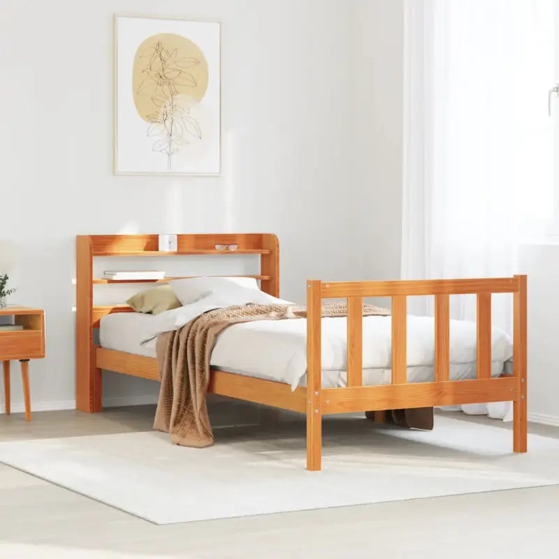 Massief Grenenhout bedframe voor een goede nachtrust en natuurlijke uitstraling - Wasbruin / 75 x 190 cm - Bedden &