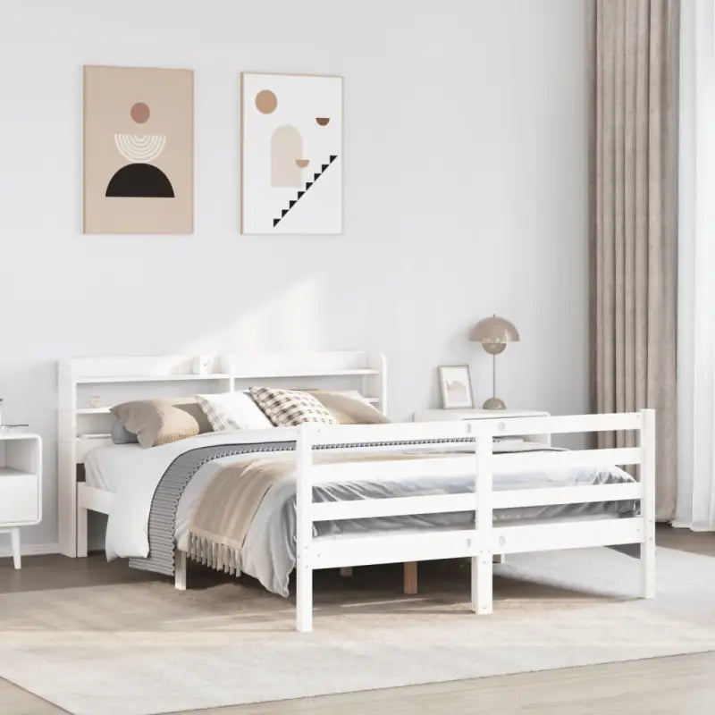 Massief grenenhout bedframe voor een goede nachtrust en natuurlijke uitstraling - Wit / 140 x 200 cm - Bedden &