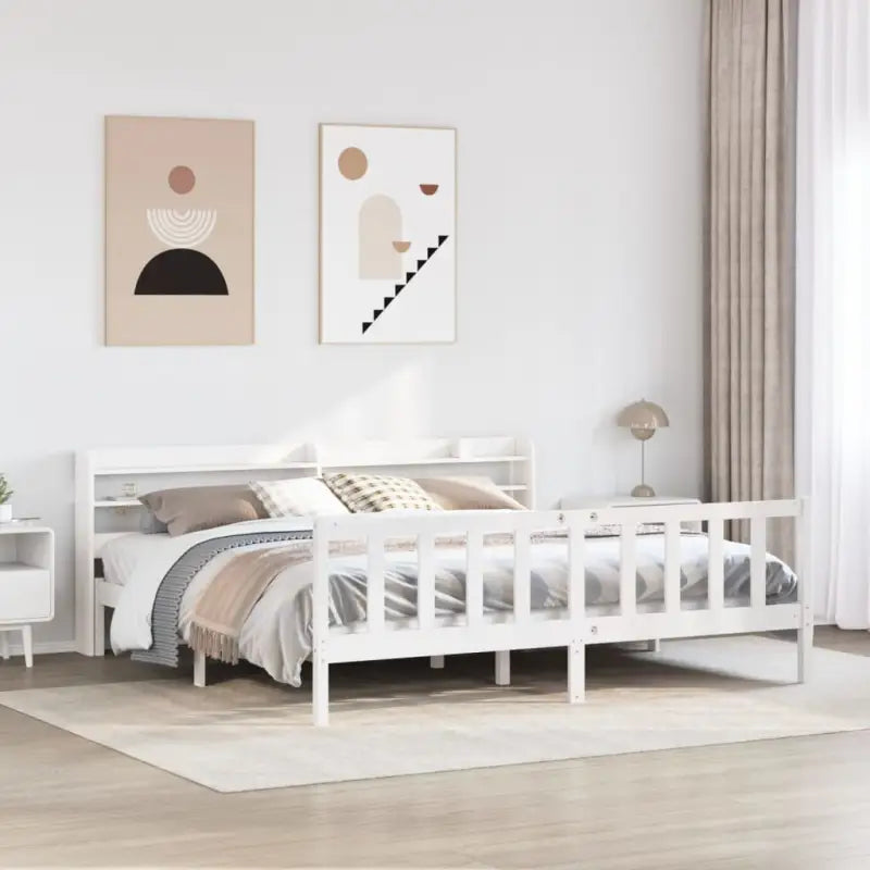 Massief Grenenhout bedframe voor een goede nachtrust en natuurlijke uitstraling - Wit / 180 x 200 cm - Bedden &