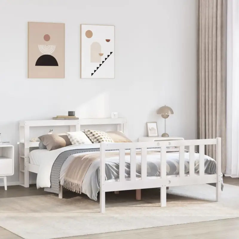 Massief grenenhout bedframe voor een goede nachtrust en natuurlijke stijl - Wit / 160 x 200 cm - Bedden & bedframes
