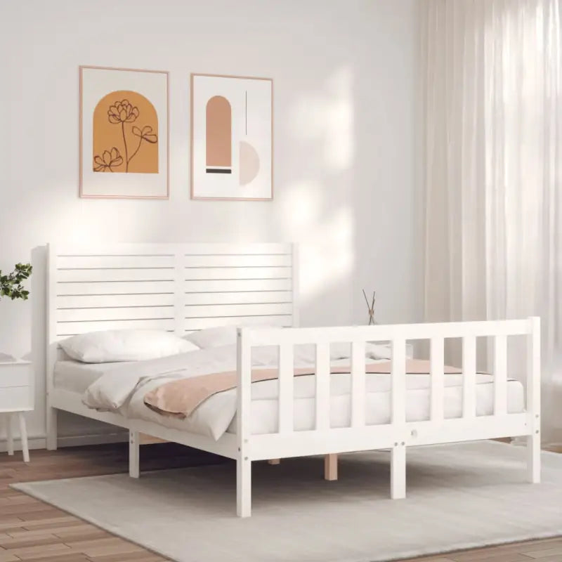 Massief grenenhout bedframe voor een goede nachtrust en natuurlijke stijl - Wit / 120 x 190 cm - Bedden & bedframes