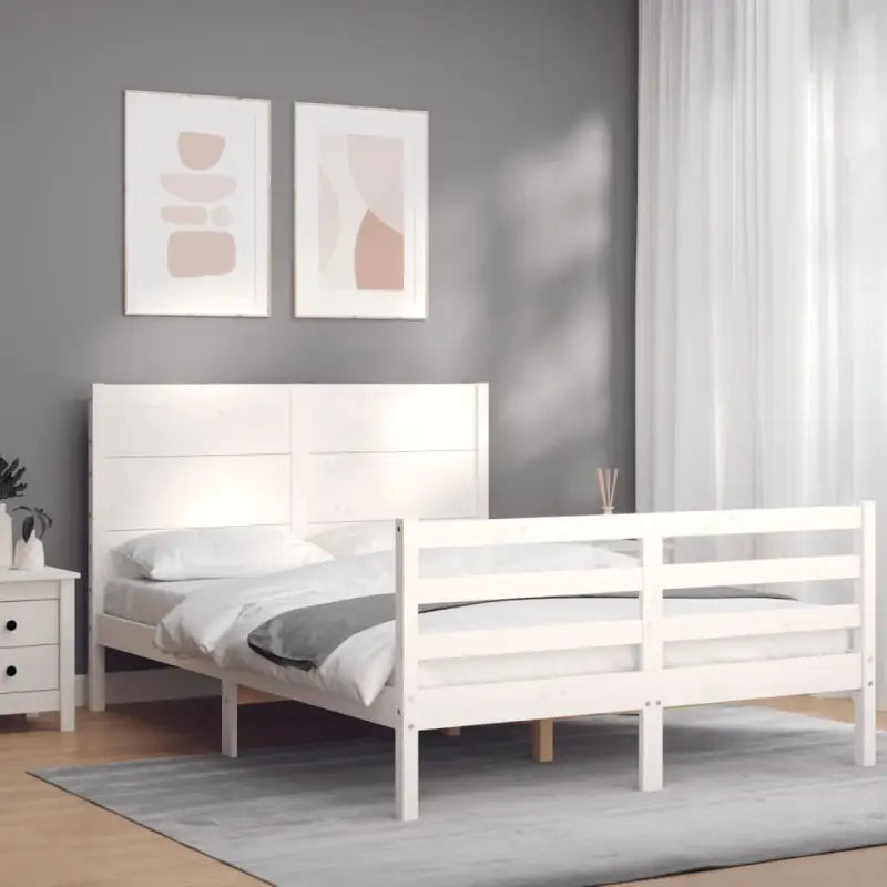Massief grenenhout bedframe voor een goede nachtrust en stijlvol interieur - Wit / 135 x 190 cm - Bedden & bedframes