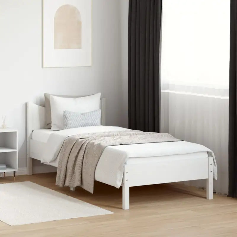 Massief grenenhout bedframe voor een moderne slaapkamer en uitstekende ondersteuning - Wit / 75 x 190 cm - Bedden &