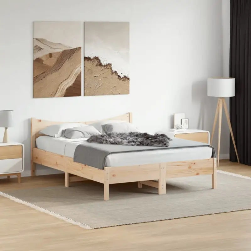 Massief grenenhout bedframe voor een moderne slaapkamer en uitstekende ondersteuning - Naturel / 135 x 190 cm - Bedden