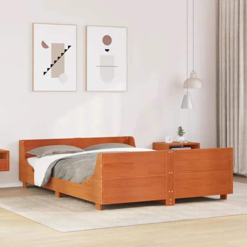 Massief grenenhout bedframe voor een moderne slaapkamer uitstraling - Wasbruin / 120 x 200 cm - Bedden & bedframes