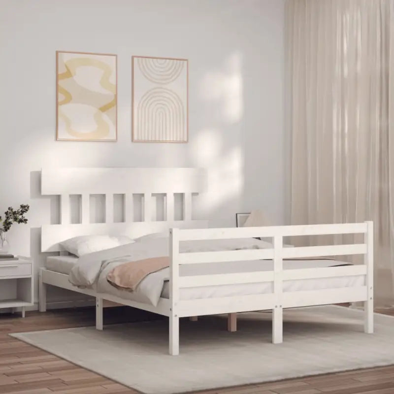 Massief Grenenhout Bedframe voor een Natuurlijke en Comfortabele Slaapruimte - Wit / 120 x 200 cm / Laag - Bedden &