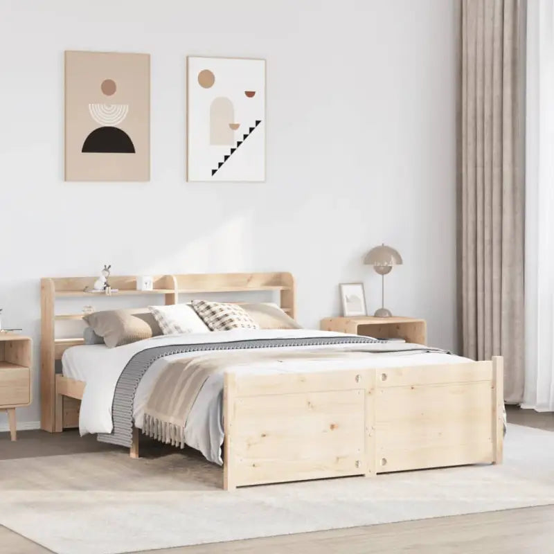 Massief Grenenhout Bedframe voor een Natuurlijke en Comfortabele Slaapplek - Bruin / 140 x 200 cm - Bedden & bedframes