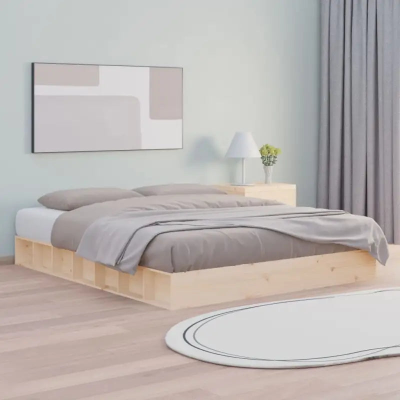 Massief Grenenhout Bedframe voor een Natuurlijke en Decoratieve Slaapruimte - Naturel / 200 x 200 cm - Bedden &