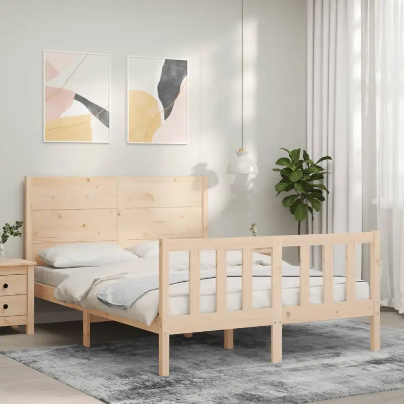 Massief Grenenhout Bedframe voor een Natuurlijke en Stevige Slaapplek - Naturel / 135 x 190 cm - Bedden & bedframes