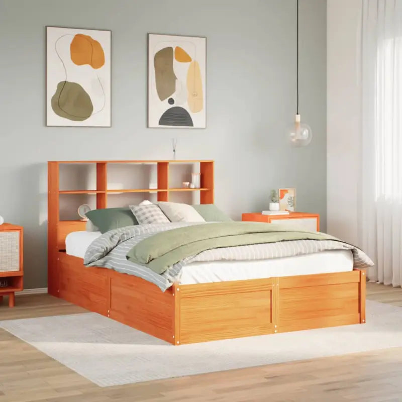 Massief Grenenhout Bedframe voor een Natuurstenen Slaapruimte - Wasbruin / 120 x 200 cm - Bedden & bedframes