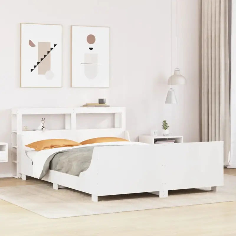 Massief Grenenhout Bedframe voor een Stevige en Duurzame Nachtrust - Wit / 135 x 190 cm - Bedden & bedframes