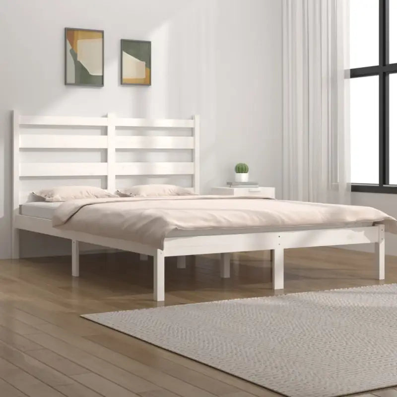 Massief grenenhout houten bedframe met aanvullende ondersteuning - Wit / 120 x 190 cm - Bedden & bedframes