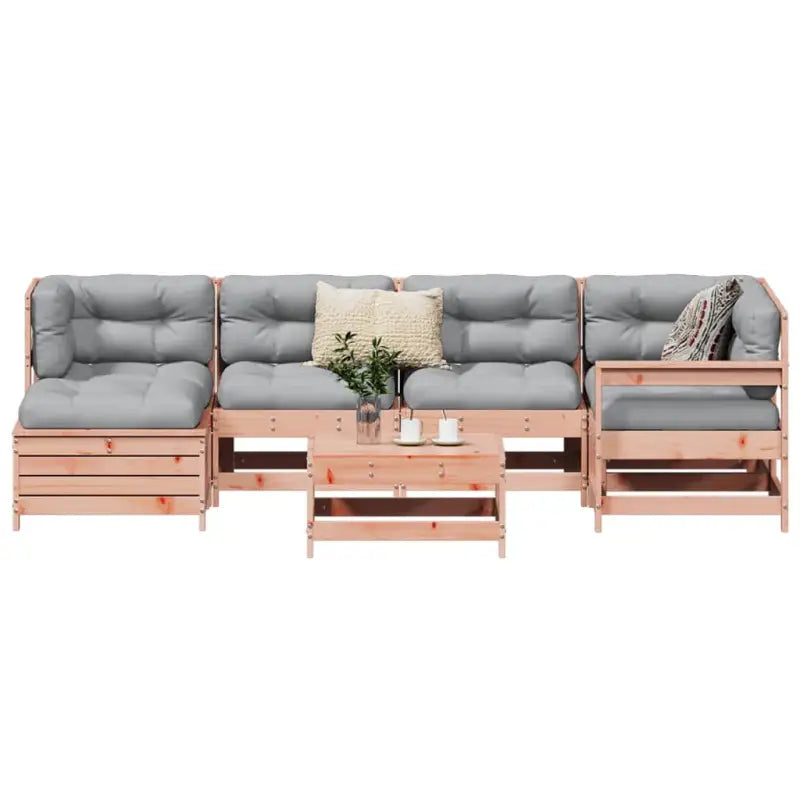 Massief grenenhout loungeset met modulair ontwerp en comfortabele afmetingen - Natuurlijk douglashout - Tuinsets