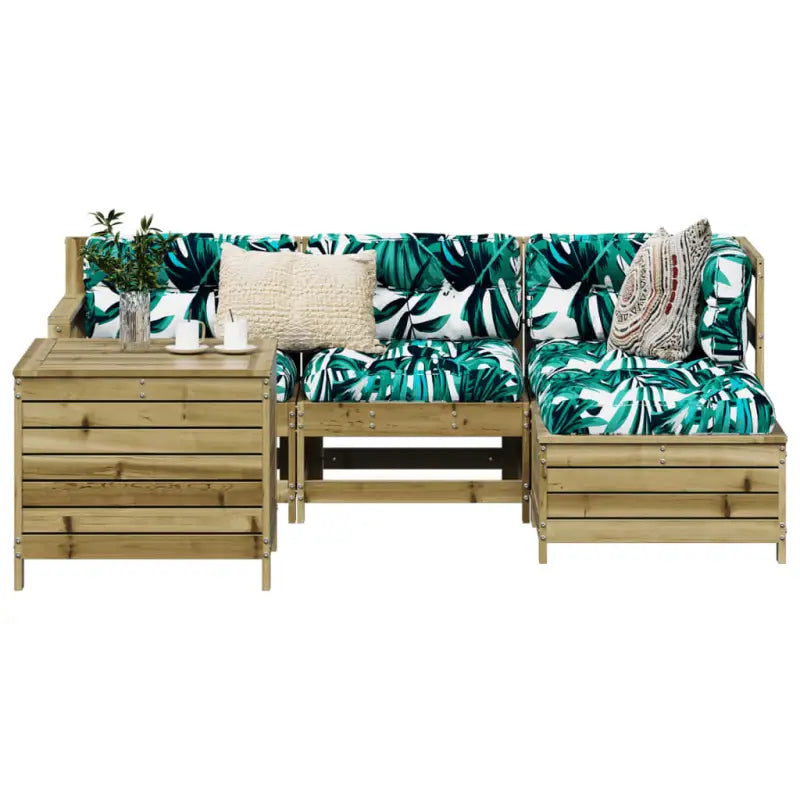 Massief Grenenhout Loungeset met Modulair Ontwerp voor in de Tuin - Naturel geïmpregneerd - Tuinsets