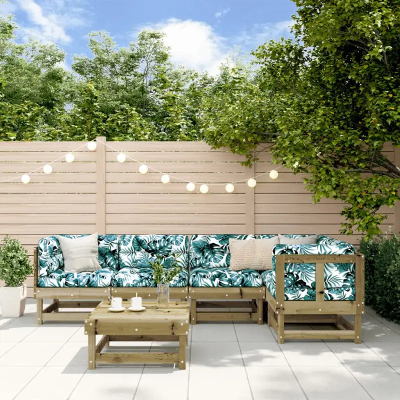 Massief grenenhout loungeset voor tuin met zachte kussens - Bruin - Tuinsets