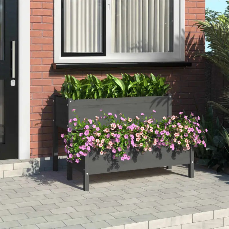 Massief grenenhout plantenbak voor binnen en buiten gebruik - Grijs / 110 x 84 x 75 cm / 1 - Bloempotten & plantenbakken