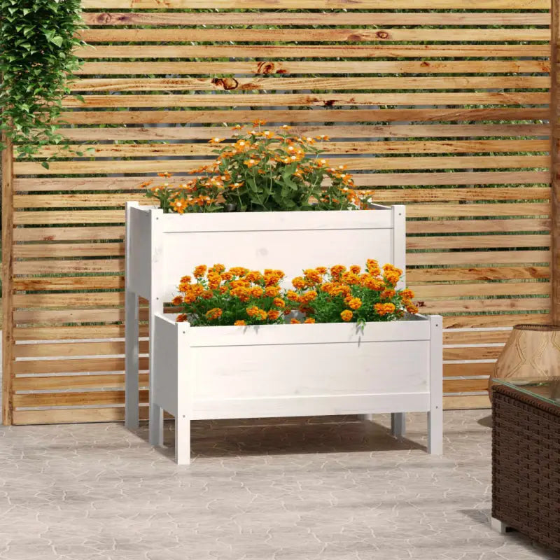 Massief grenenhout plantenbak voor binnen en buiten gebruik - Wit / 84.5 x 84 x 75 cm / 1 - Bloempotten & plantenbakken