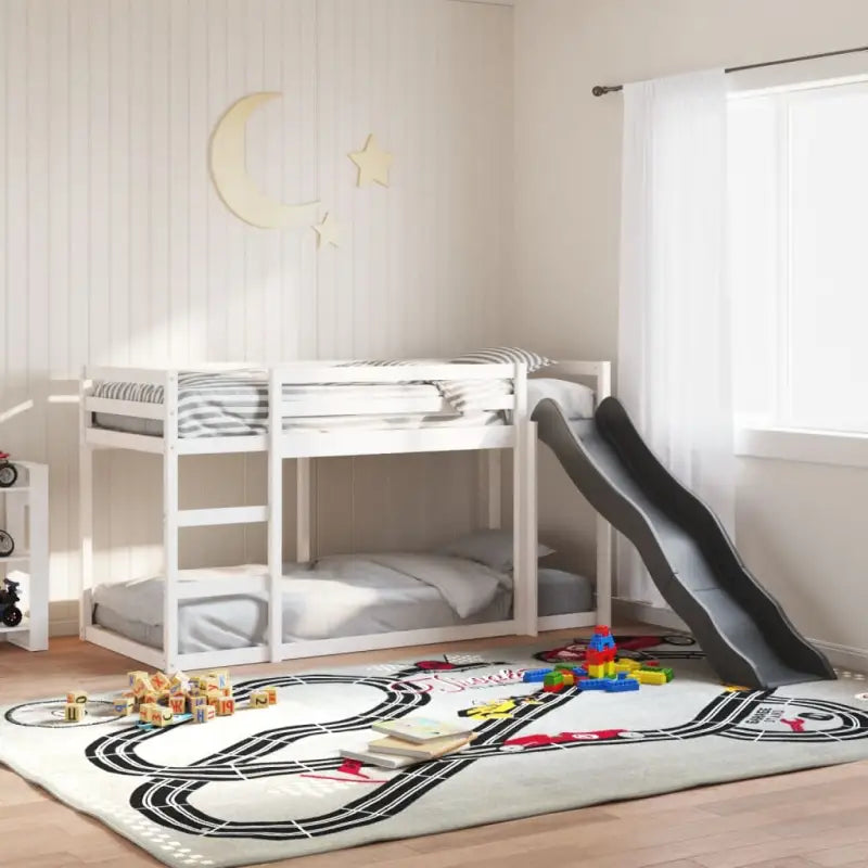Massief Grenenhout Stapelbed met Glijbaan en Levering Bevat - Wit / 90 x 190 cm - Bedden & bedframes